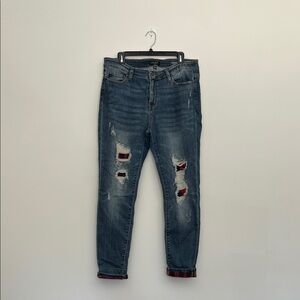 judy blue skinny fit distressed jeans, size 15/32